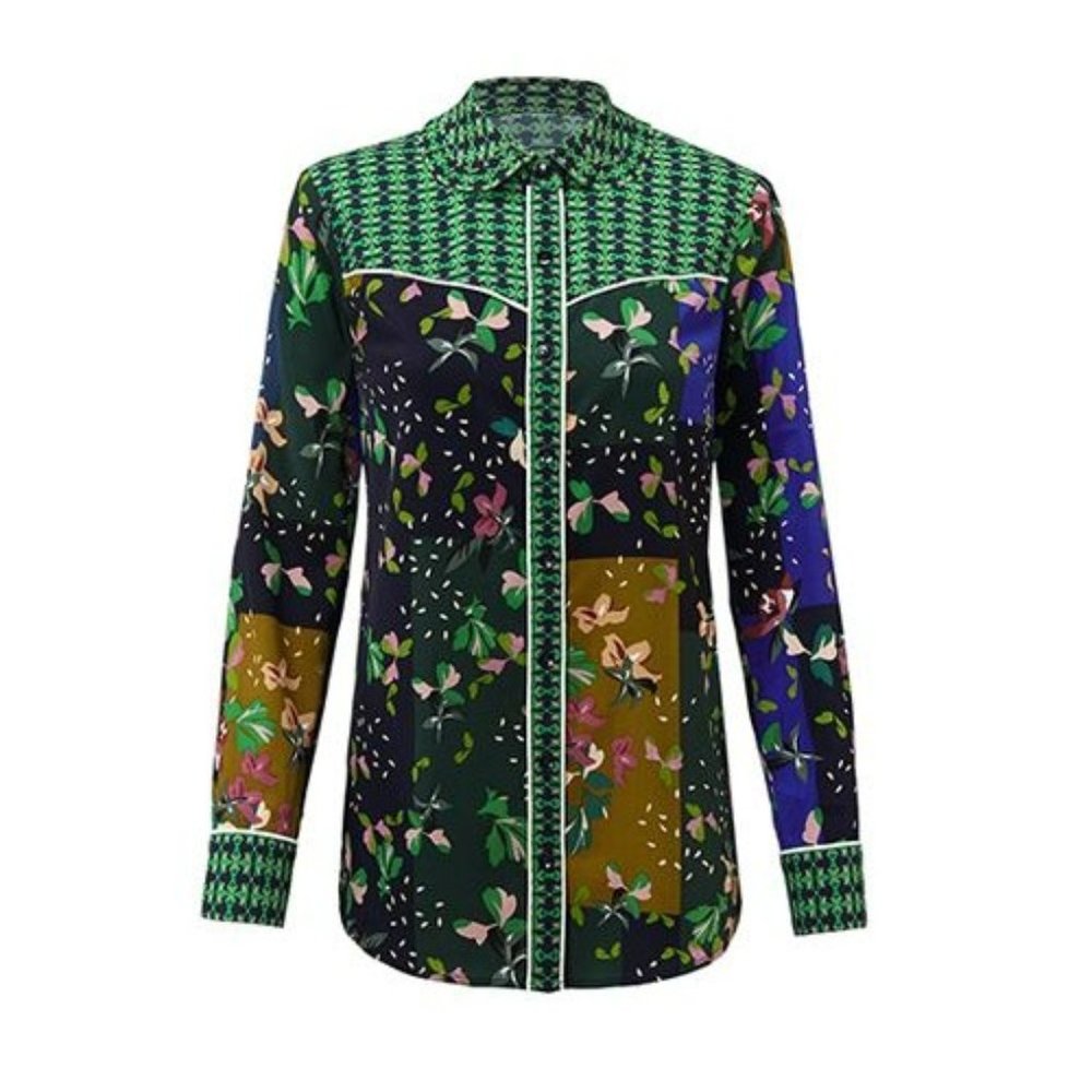 cabi Bronco Blouse - Blue/Green/Navy/Pink - Size M